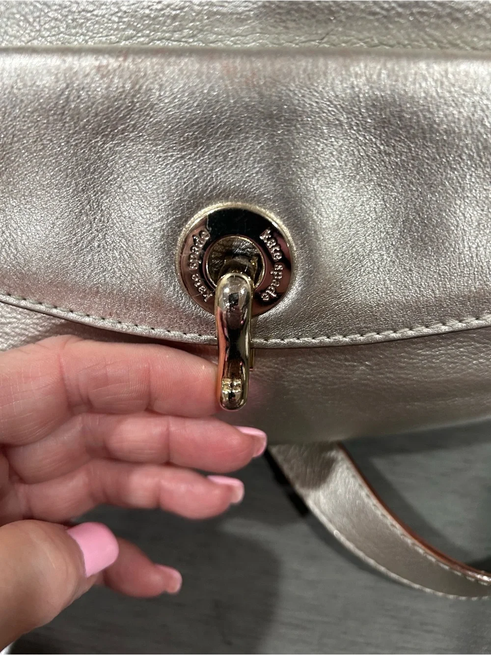 Kate Spade Metallic Silver/Champagne Leather Crossbody Bag
